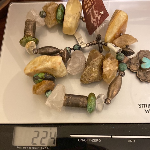 Amazing Natural Stone & Silver Statement Necklace - Yellow Opal, Citrine, Quartz - Picture 11 of 16